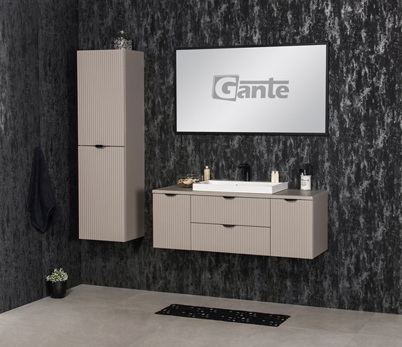 Szafka łazienkowa z lamelami wisząca z nablatową umywalką 120 cm 39/2 Victa Lamello kolor fume mat