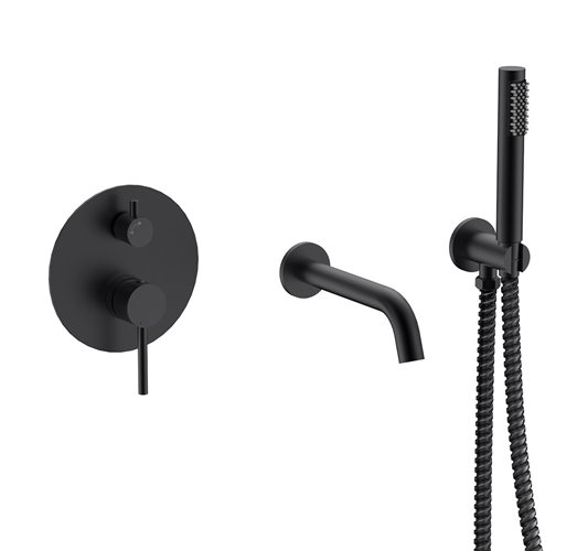 Bateria wannowa ścienna podtynkowa czarny matt Veo Besco BW-VSP-CZ