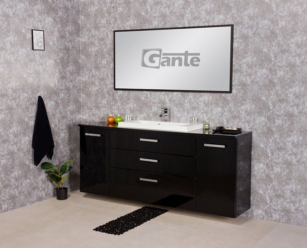 Czarna szafka wisząca z umywalką 180 cm seria Fokus C