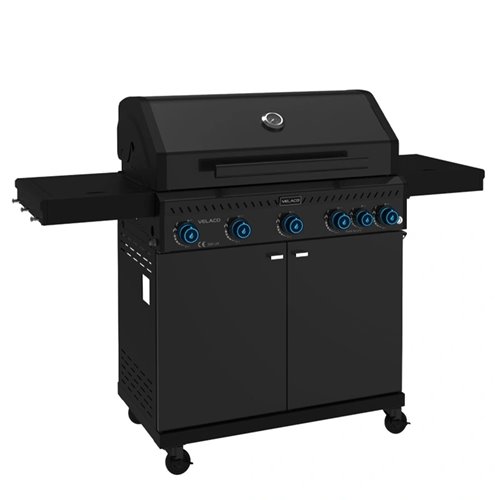 Grill gazowy ZEUS-D kolor czarny ruszt żeliwny moc 17,5 kW + pokrowiec + palnik boczny + LED