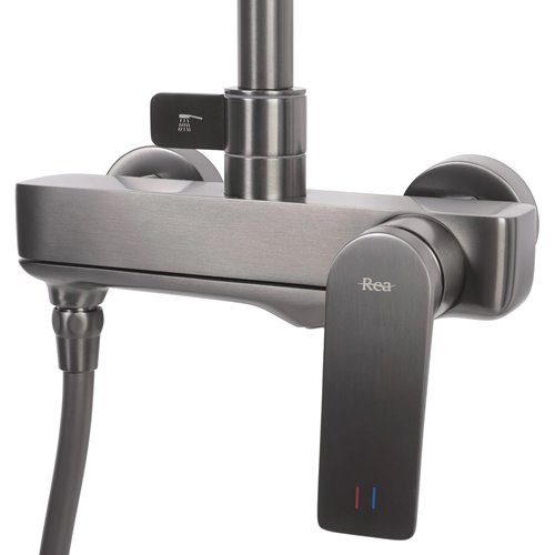 Grafitowy zestaw prysznicowy z wylewką Avalon Rea