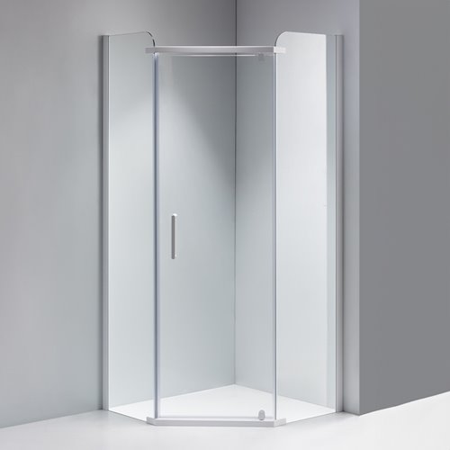 Biała kabina prysznicowa pięciokątna 80x80 drzwi uchylne KZ91A