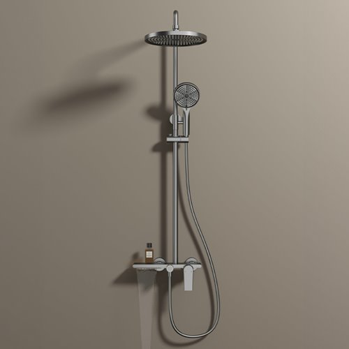 Zestaw prysznicowy deszczownica ze słuchawką AMANDA-GR-BR kolor szczotkowana stal