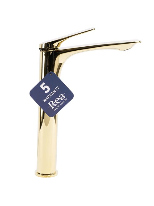 Złota bateria umywalkowa wysoka Avalon Rea