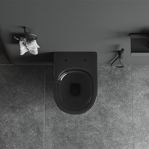 Czarna miska wc wisząca Rimless Tornado SKAL-BL-RIM-03 Hydrosan