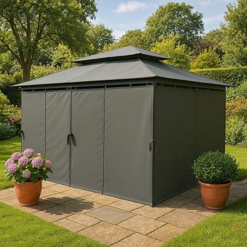 Pawilon ogrodowy KING 400x300 cm z moskitierą szary