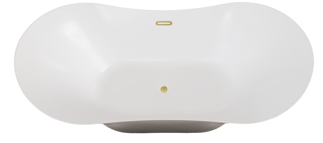 Czarno-biała wanna wolnostojąca 170 cm korek klik-klak złoty Amber Besco WAS-170BABBZ