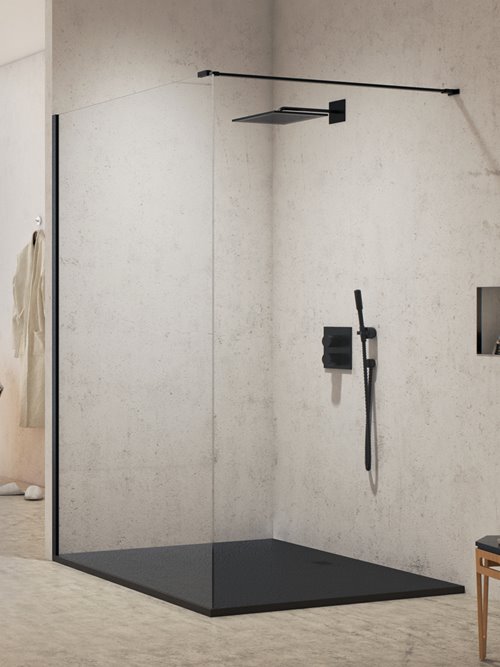 Ścianka prysznicowa rozmiar 70 cm czarne wykończenie profili  EXK-0056 New Modus Black