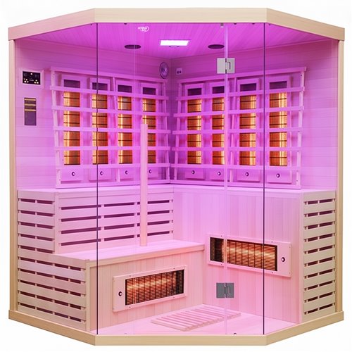 Sauna na podczerwień 6-osobowa 180x180 cm grzejniki kwarcowe i karbonowe Alta7 Infrared