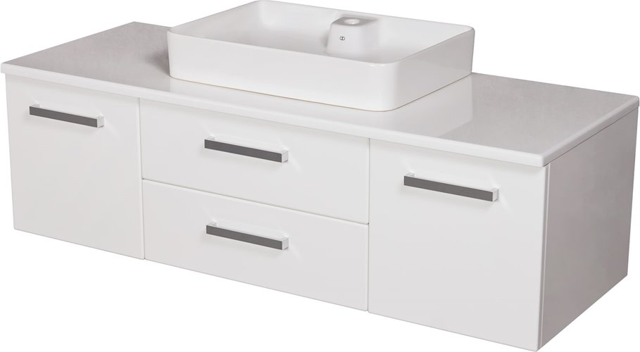 Biała szafka wisząca z umywalką140 cm seria Fokus B