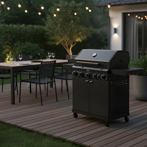 Grill gazowy ZEUS-D kolor czarny ruszt żeliwny moc 17,5 kW + pokrowiec + palnik boczny + LED zdjęcie 19