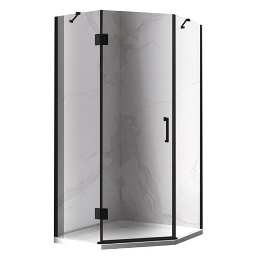 Czarna kabina prysznicowa pięciokątna 80x80 drzwi uchylne KZ10A