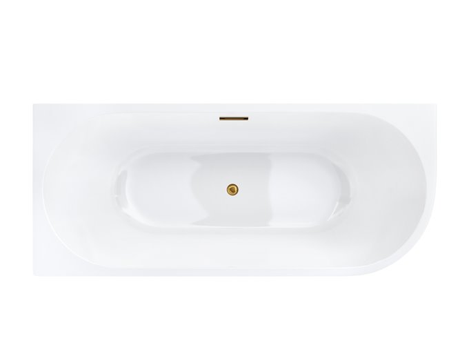 Wanna narożna przyścienna 170 cm Intero Corsan Lewa korek klik-klak złoty