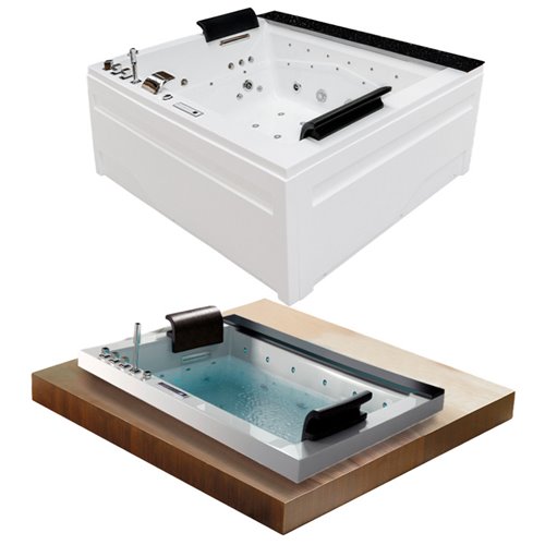 Wanna z hydromasażem prostokątna do zabudowy + obudowa Kalambo BL 190x150 cm