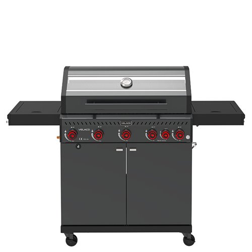 Grill gazowy ZEUS-D kolor czarny ruszt żeliwny moc 17,5 kW + pokrowiec + palnik boczny + LED