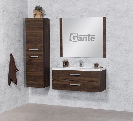 Szafka łazienkowa wisząca z umywalką 100 cm 39/2 Fokus kolor orzech