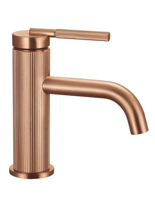Bateria umywalkowa niska Argon Rea miedź szczotkowana