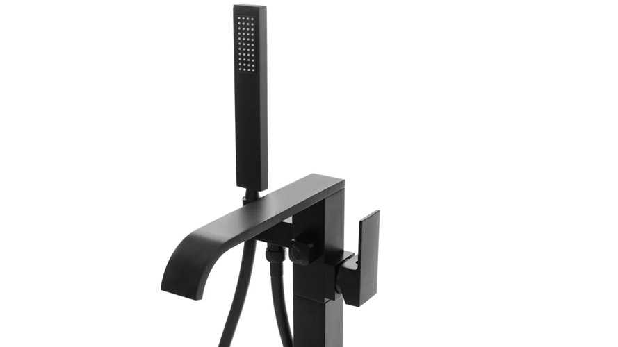 Czarna matowa bateria wannowa wolnostojąca Carat Rea