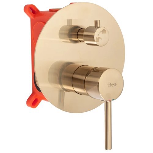 Złoty szczotkowany zestaw wannowy podtynkowy Lungo Rea Gold Brush