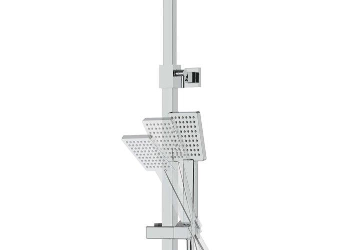 Kolumna prysznicowa w kolorze chrom wylewka wannowa z baterią termostatyczną deszczownica kwadratowa CMN02TCHW Ango Corsan