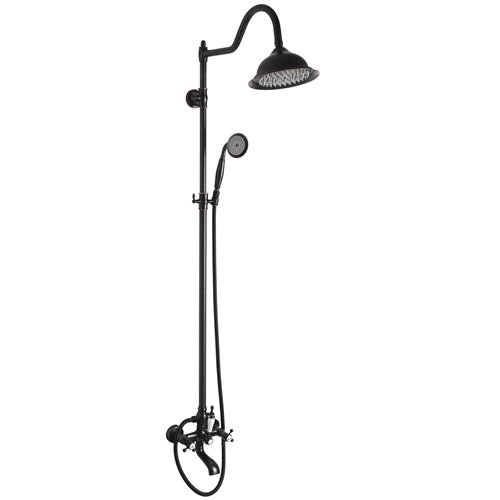 Czarny zestaw prysznicowy z wylewką retro Bergamo Rea