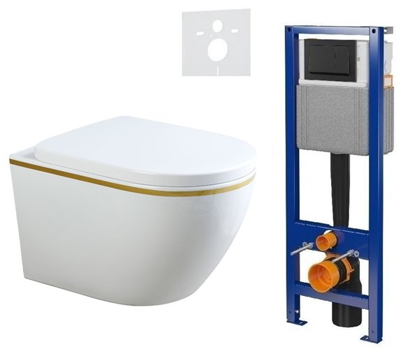 Zestaw podtynkowy stelaż CERSANIT MITO 40 MECH + MIZU-WH-GL-TR-02 + przycisk ENTER II czarny mat