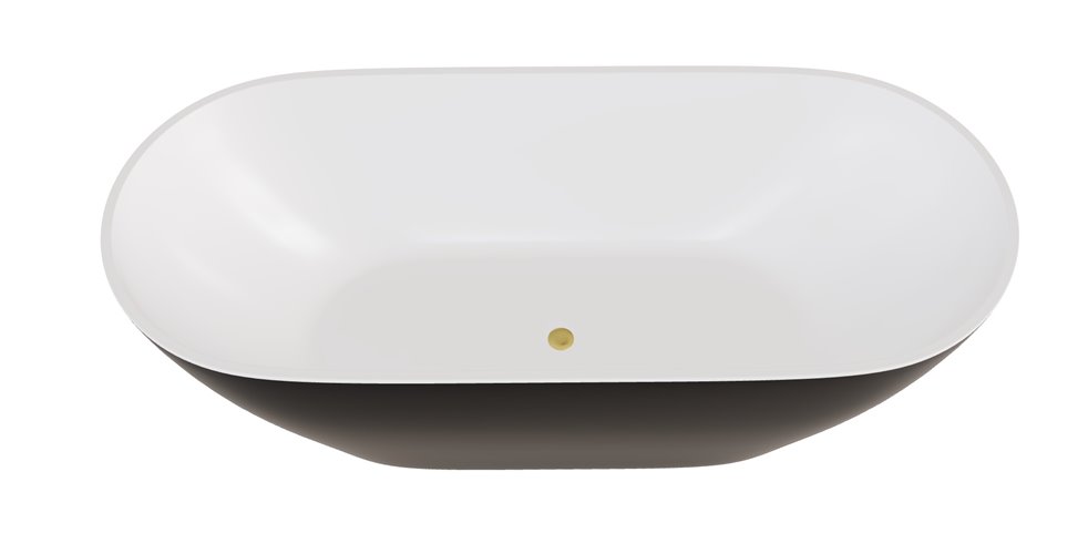 Moya B&W Besco czarno biała wanna wolnostojąca 170 cm korek klik-klak czyszczony od góry złoty WMD-170-MWG