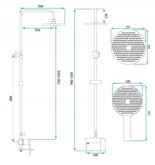 Złoty zestaw prysznicowy z wylewką Avalon Rea