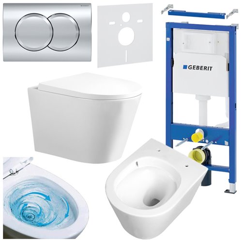 Zestaw podtynkowy stelaż GEBERIT DUOFIX + miska PRIMA-WH-TR-02 + przycisk DELTA 01 chrom