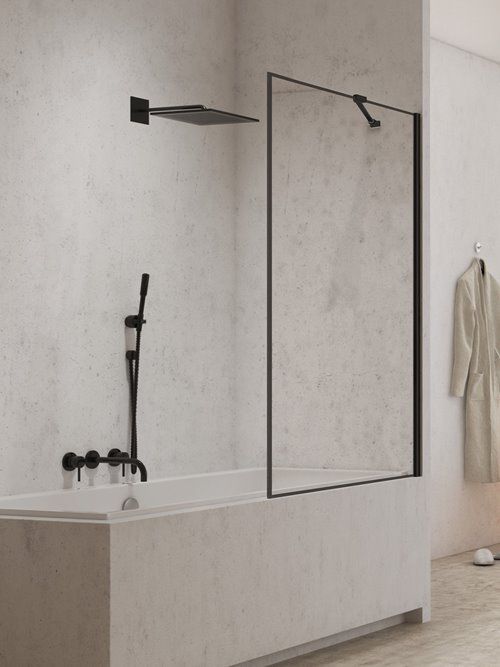 Czarny parawan wannowy 80x150 EXK-0293 New Modus Black