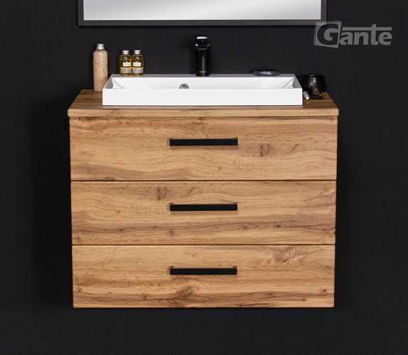 Szafka wisząca z umywalką nablatową 80 cm kolor dąb naturalny 39/3 seria Fokus Loft Gante