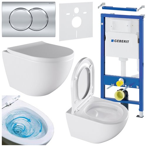 Zestaw podtynkowy stelaż GEBERIT DUOFIX + miska NERO-WH-02 + przycisk DELTA 01 chrom