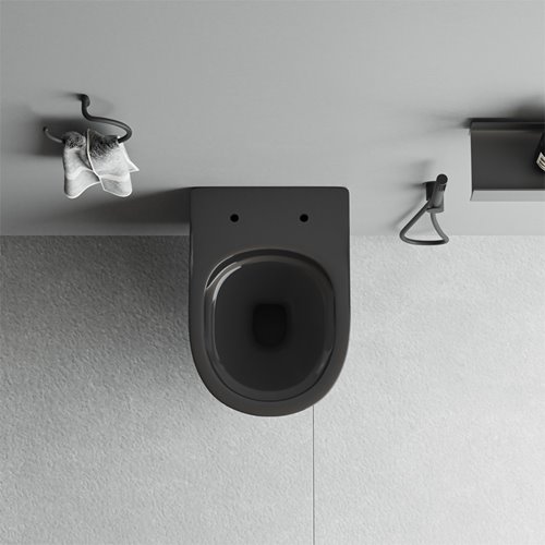 Czarna miska wc wisząca Rimless Tornado SKAL-BL-RIM-03 Hydrosan