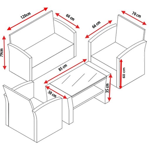 Meble ogrodowe z technorattanu sofa, stół, fotele zestaw Lagos zdjęcie 12