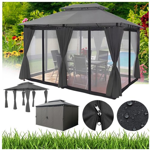 Pawilon ogrodowy KING 400x300 cm z moskitierą szary