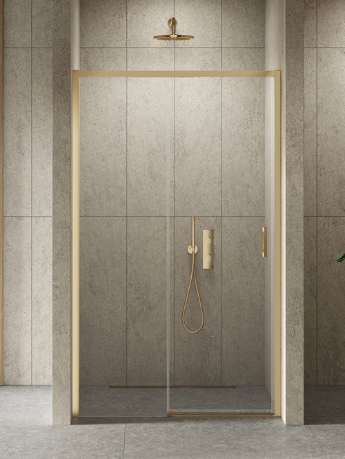 Drzwi prysznicowe rozsuwane lewe kolor złoty szczotkowany 100 cm D-0784A Prime New Trendy Gold Brushed
