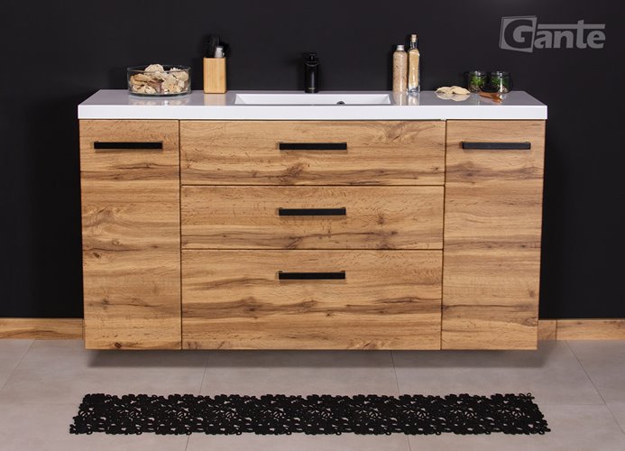 Szafka wisząca z umywalką 140 cm kolor dąb naturalny 39/3 seria Fokus Loft Gante