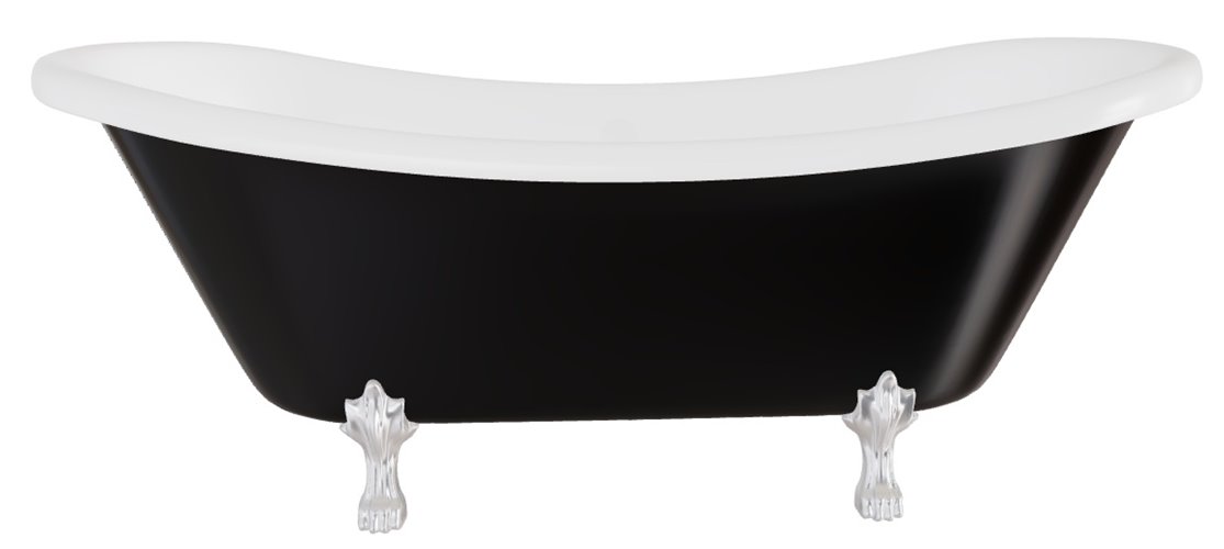 Wanna wolnostojąca czarno-biała 190 cm łapy chrom Amelia B&W Besco WKA-190+BWC
