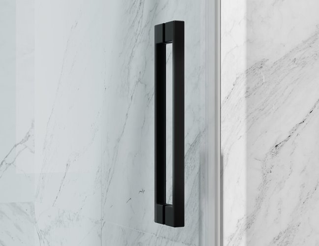 Drzwi prysznicowe rozsuwane prawe/lewe do wnęki 162-171 cm szkło 8mm przeźroczyste profile czarny mat Swiss Liniger