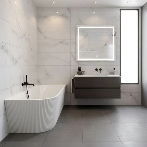 Wanna narożna przyścienna ryflowana prawa 170 cm Wenus Rea