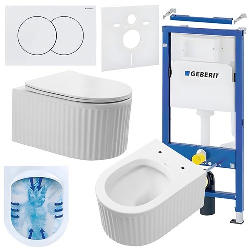 Zestaw podtynkowy stelaż GEBERIT DUOFIX + miska LUMA-WH-RIM-03 + przycisk DELTA 01 biały