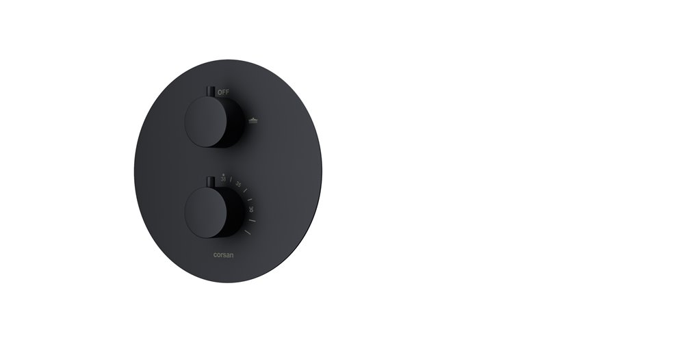 Podtynkowy zestaw prysznicowy termostat kolor czarny Lugo Z03TBL Corsan