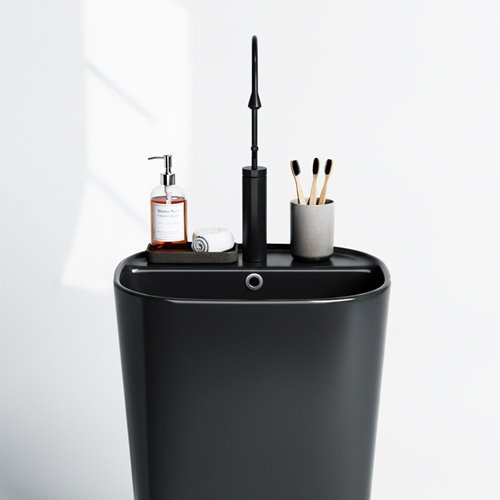 Umywalka wolnostojąca ceramiczna owalna czarny mat 49x37x83 cm CLARO-MTB-490