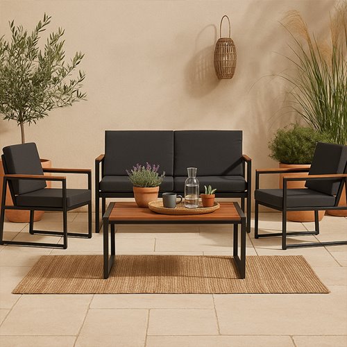 Zestaw mebli ogrodowych metalowych stół, sofa oraz fotele Carter zdjęcie 2