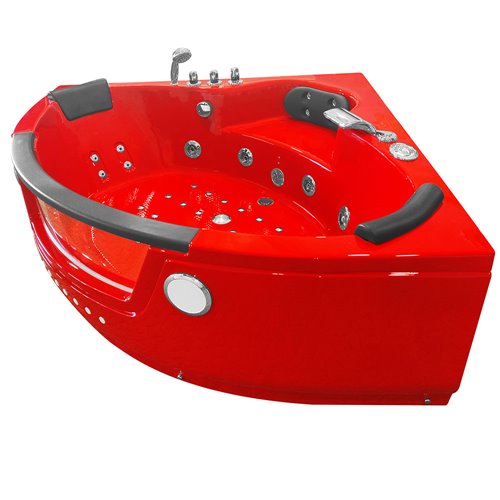 Czerwona wanna z hydromasażem narożna Turbo+ 152x152 cm MO-1004