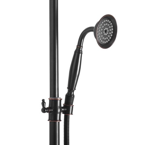 Czarny zestaw prysznicowy z wylewką retro Bergamo Rea