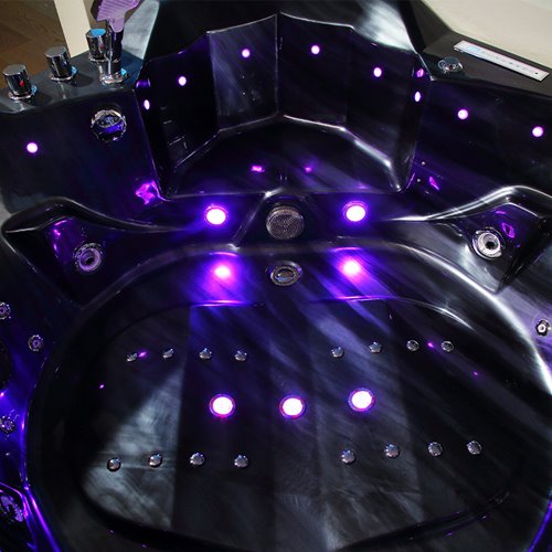 Czarna wanna z hydromasażem narożna 155x155 cm Eos 932 Hydrosan