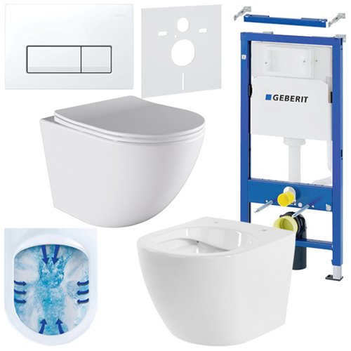 Zestaw podtynkowy stelaż GEBERIT DUOFIX + miska PURO-WH-03 + przycisk DELTA 50 biały