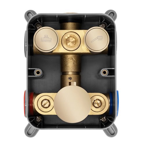 Złoty zestaw prysznicowy podtynkowy z termostatem Lungo Rea Gold