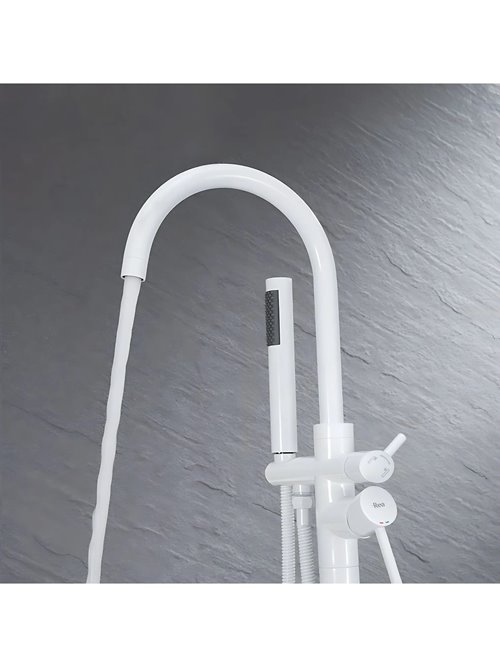 Biały połysk bateria wannowa wolnostojąca Lungo Rea